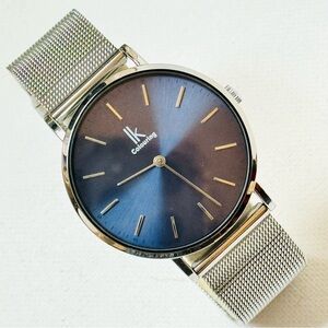 LK Colouring 36mm Men's Woman's Silver Watch Stainless Mesh Blue Dial 98469L